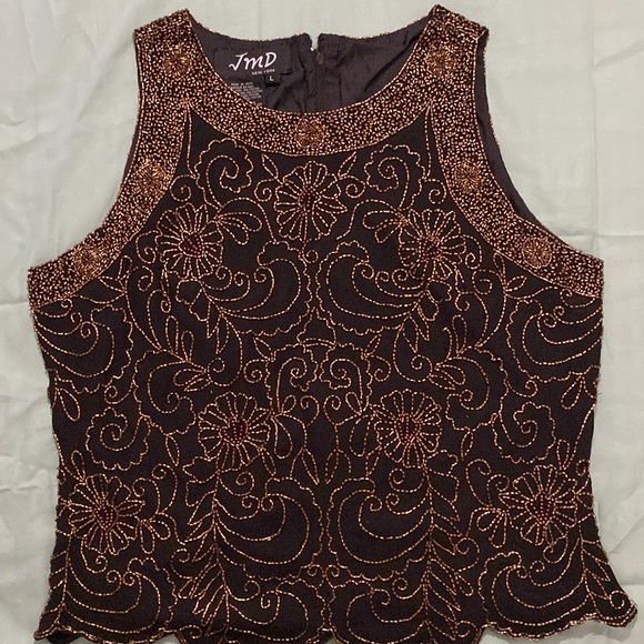 Vintage Beaded Sleeveless blouse with floral design Used in Good condition - Picture 2 of 13